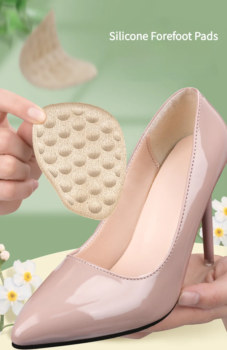 Silicone Forefoot Cushion Particle Massage Soft Half Insoles Women Shoes Pad Foot Care Products Sandals Heels Non-slip Feet Pads