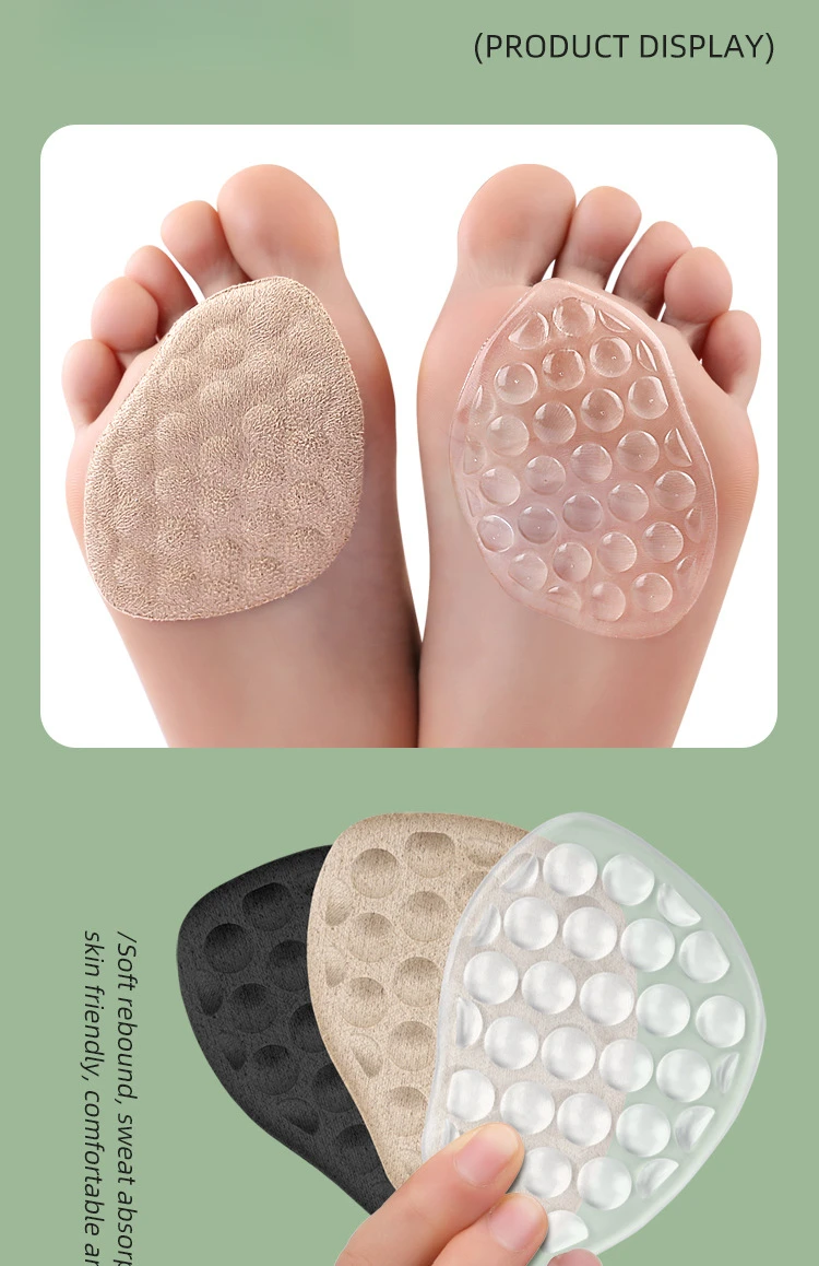 Silicone Forefoot Cushion Particle Massage Soft Half Insoles Women Shoes Pad Foot Care Products Sandals Heels Non-slip Feet Pads