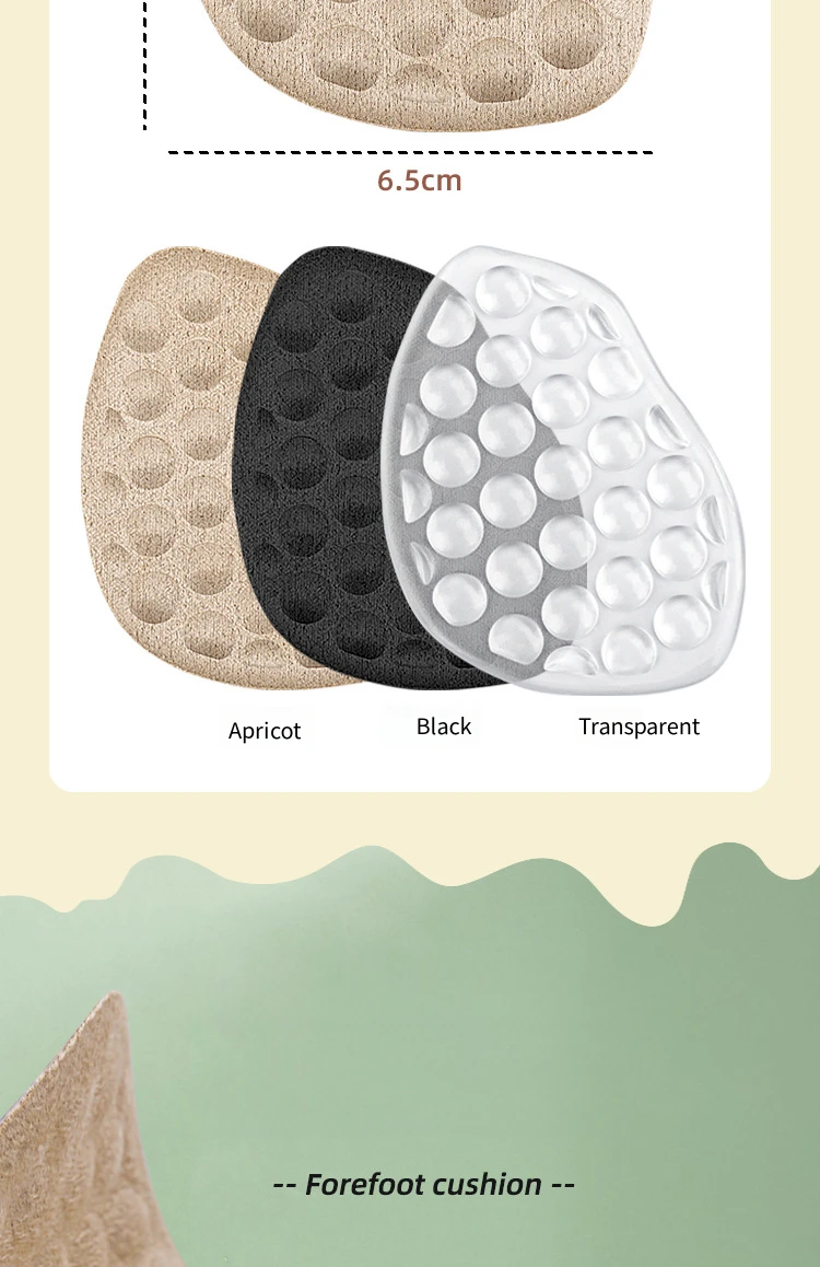Silicone Forefoot Cushion Particle Massage Soft Half Insoles Women Shoes Pad Foot Care Products Sandals Heels Non-slip Feet Pads