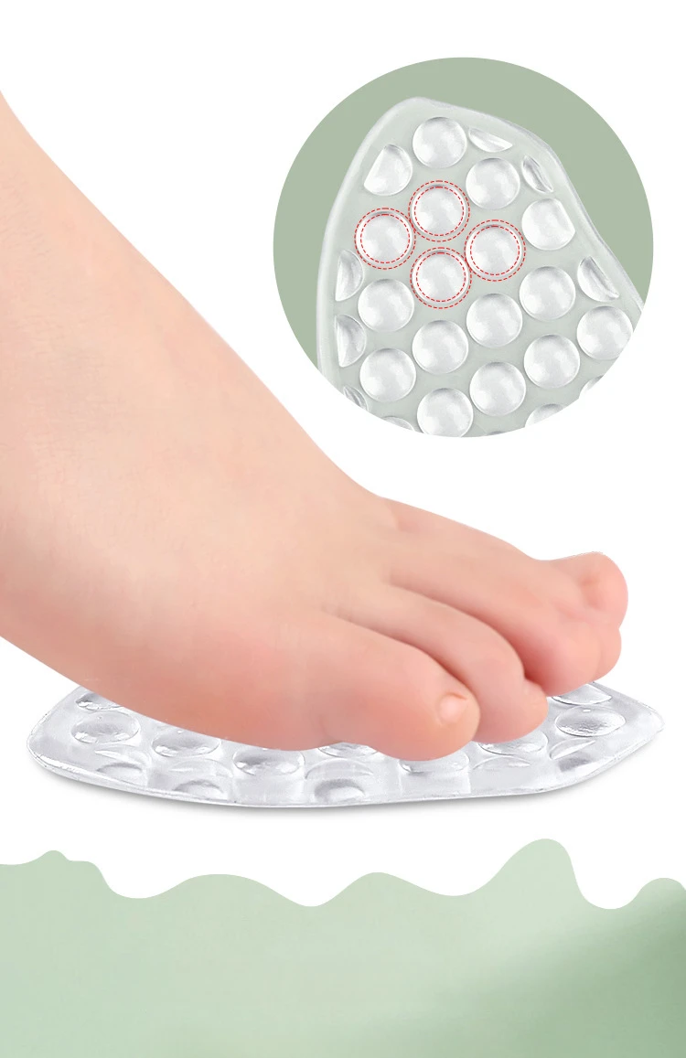 Silicone Forefoot Cushion Particle Massage Soft Half Insoles Women Shoes Pad Foot Care Products Sandals Heels Non-slip Feet Pads