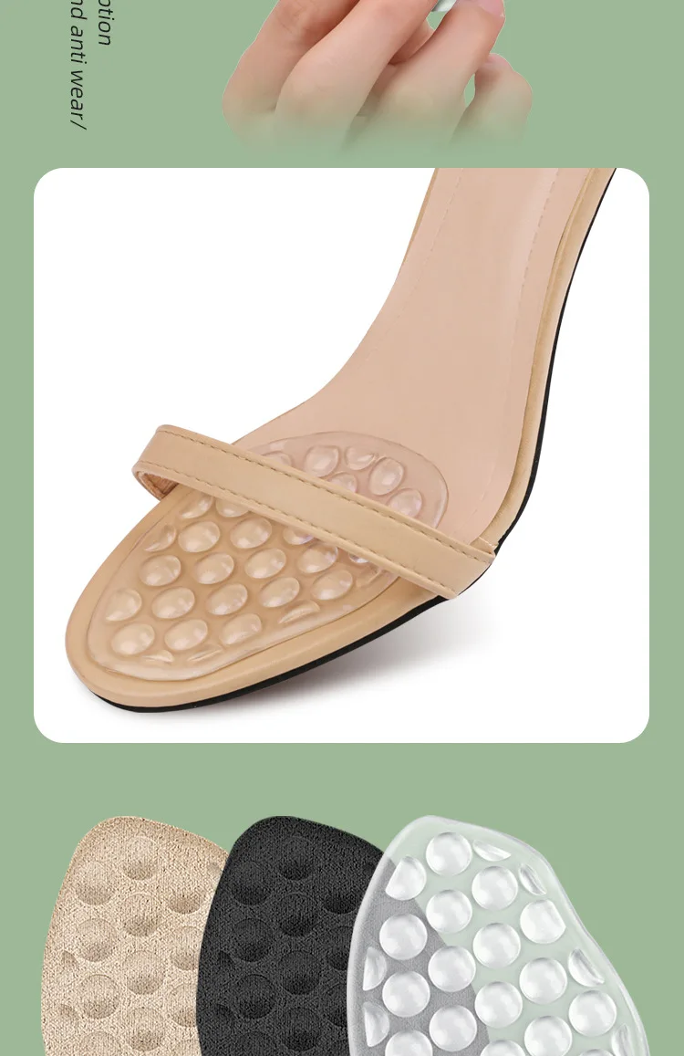 Silicone Forefoot Cushion Particle Massage Soft Half Insoles Women Shoes Pad Foot Care Products Sandals Heels Non-slip Feet Pads