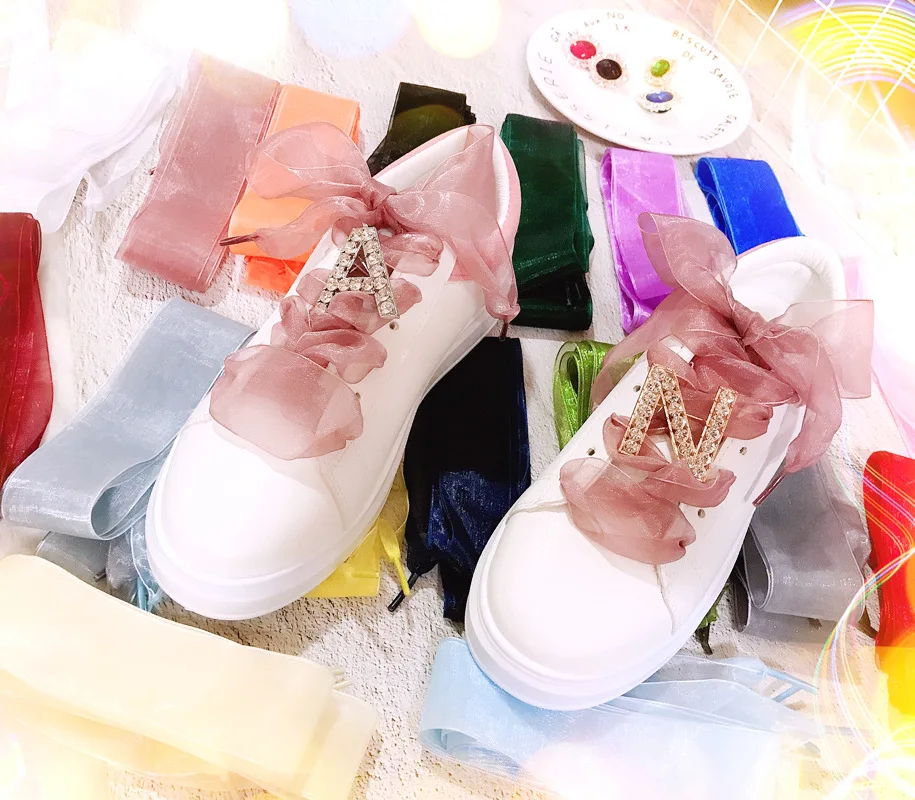 DIY Shoelaces Decoration Metal Snow yarn Shoelace Diamond letters Shoe Accessories Shiny Rhinestones Shoes Decorative Accessory