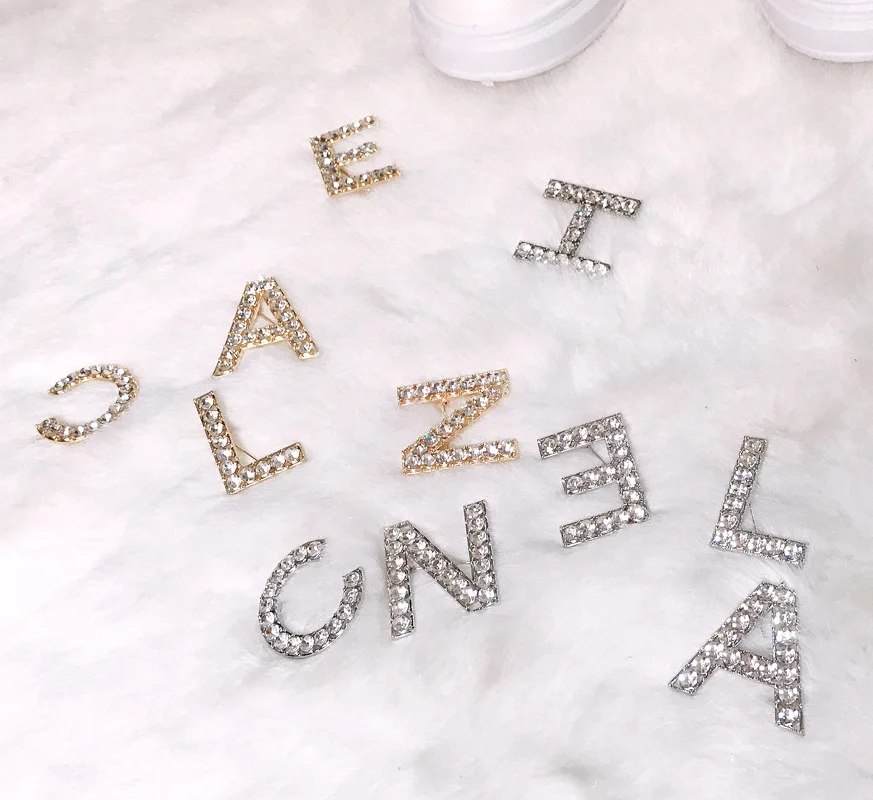 DIY Shoelaces Decoration Metal Snow yarn Shoelace Diamond letters Shoe Accessories Shiny Rhinestones Shoes Decorative Accessory
