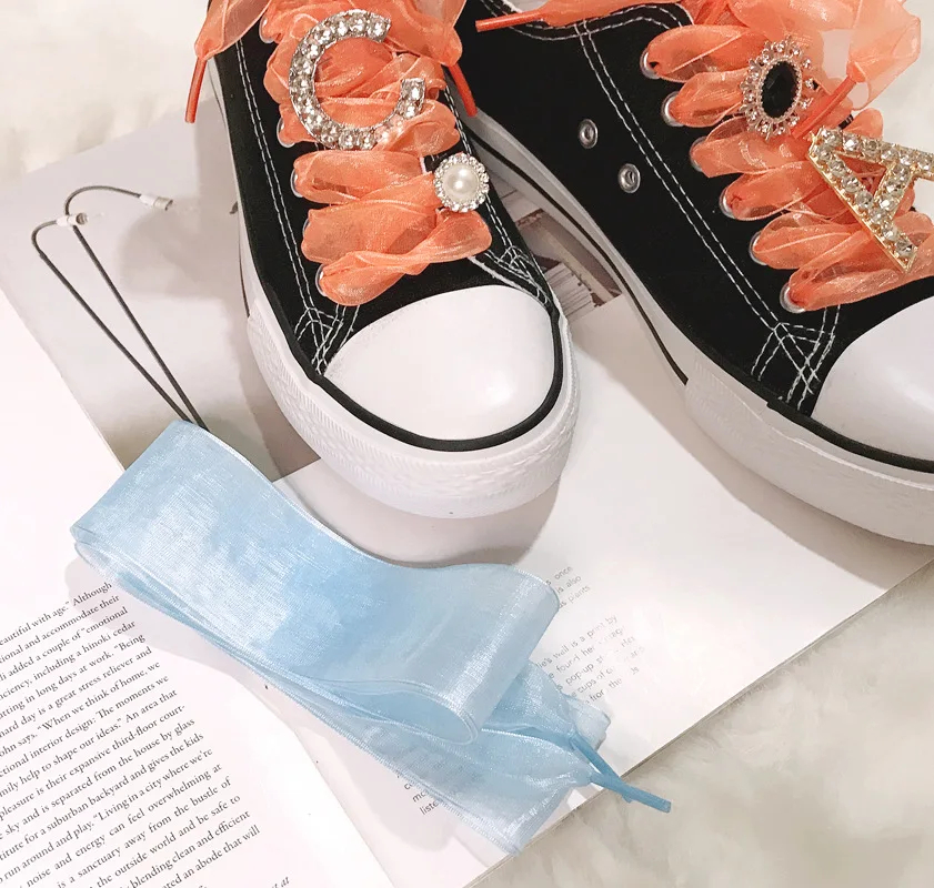 DIY Shoelaces Decoration Metal Snow yarn Shoelace Diamond letters Shoe Accessories Shiny Rhinestones Shoes Decorative Accessory