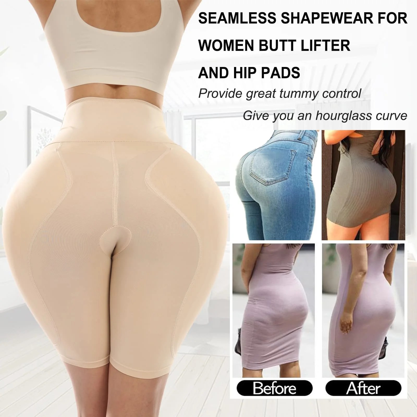 Butt Pads for Bigger Butt Hip Pads Hip Enhancer Upgraded Sponge Padded Butt Lifter Panties Shapewear Tummy Control for Women BBL