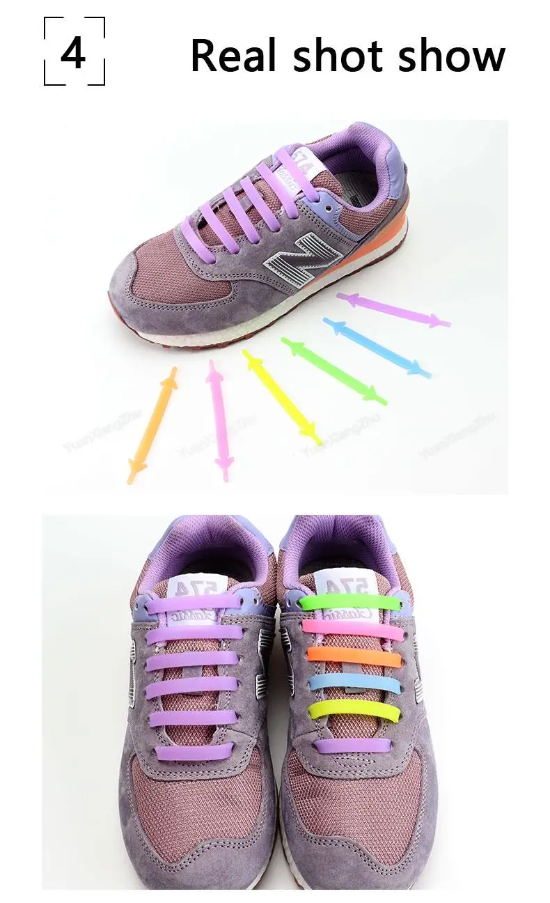Luminous Silicone Shoelaces Night Glow No Tie Shoe laces Elastic Laces Sneakers Kids Adult Rubber Shoelace for Shoes 12Pcs