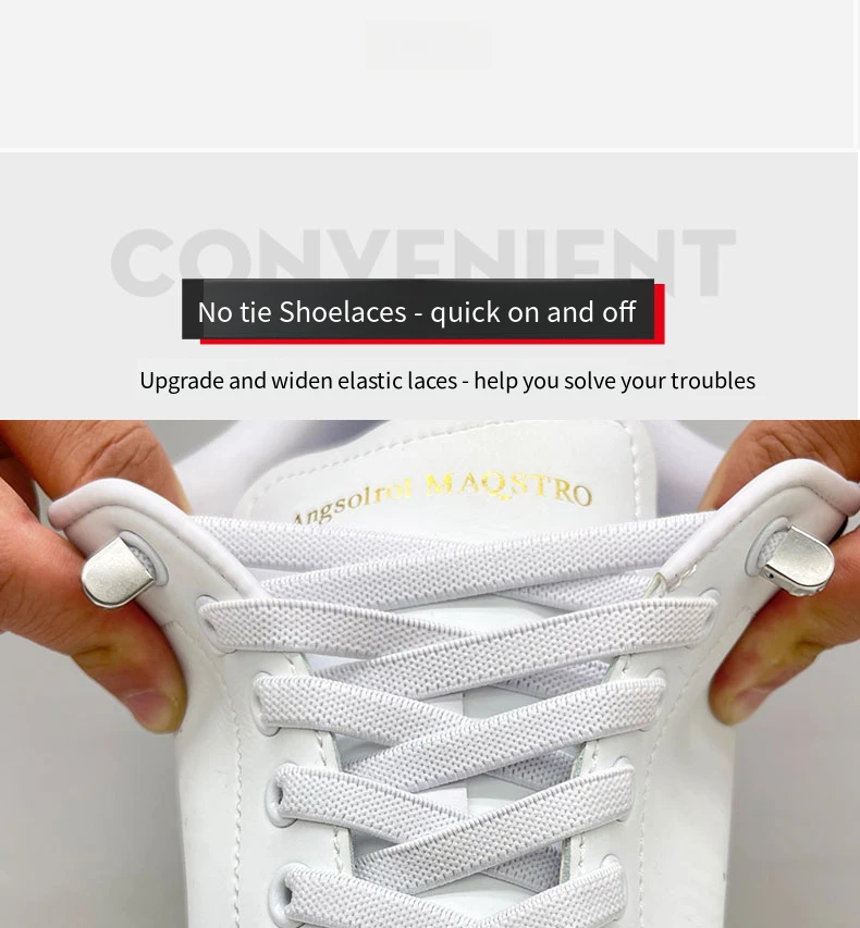 No Tie Shoe laces Elastic Laces Sneakers 8MM Widened Flat Elastic Shoelaces without ties Kids Adult Shoelace Shoes Accessories