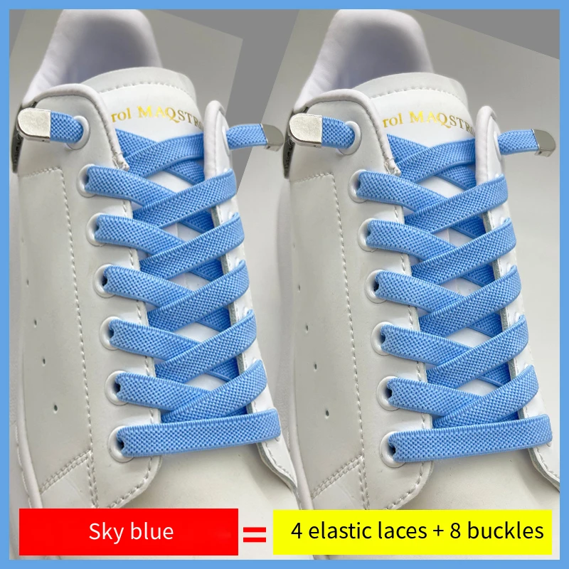 No Tie Shoe laces Elastic Laces Sneakers 8MM Widened Flat Elastic Shoelaces without ties Kids Adult Shoelace Shoes Accessories