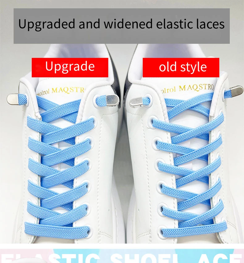 No Tie Shoe laces Elastic Laces Sneakers 8MM Widened Flat Elastic Shoelaces without ties Kids Adult Shoelace Shoes Accessories