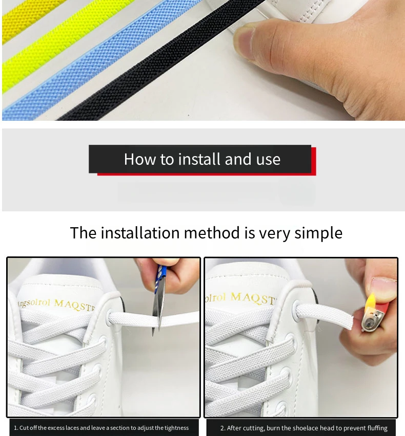 No Tie Shoe laces Elastic Laces Sneakers 8MM Widened Flat Elastic Shoelaces without ties Kids Adult Shoelace Shoes Accessories