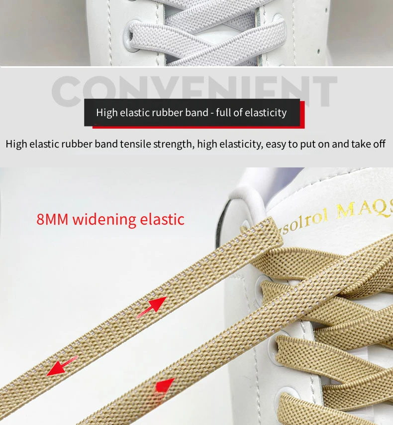 No Tie Shoe laces Elastic Laces Sneakers 8MM Widened Flat Elastic Shoelaces without ties Kids Adult Shoelace Shoes Accessories