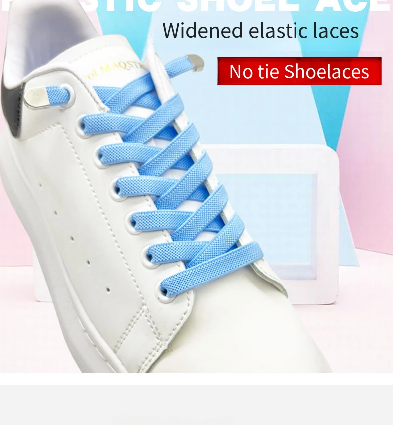 No Tie Shoe laces Elastic Laces Sneakers 8MM Widened Flat Elastic Shoelaces without ties Kids Adult Shoelace Shoes Accessories