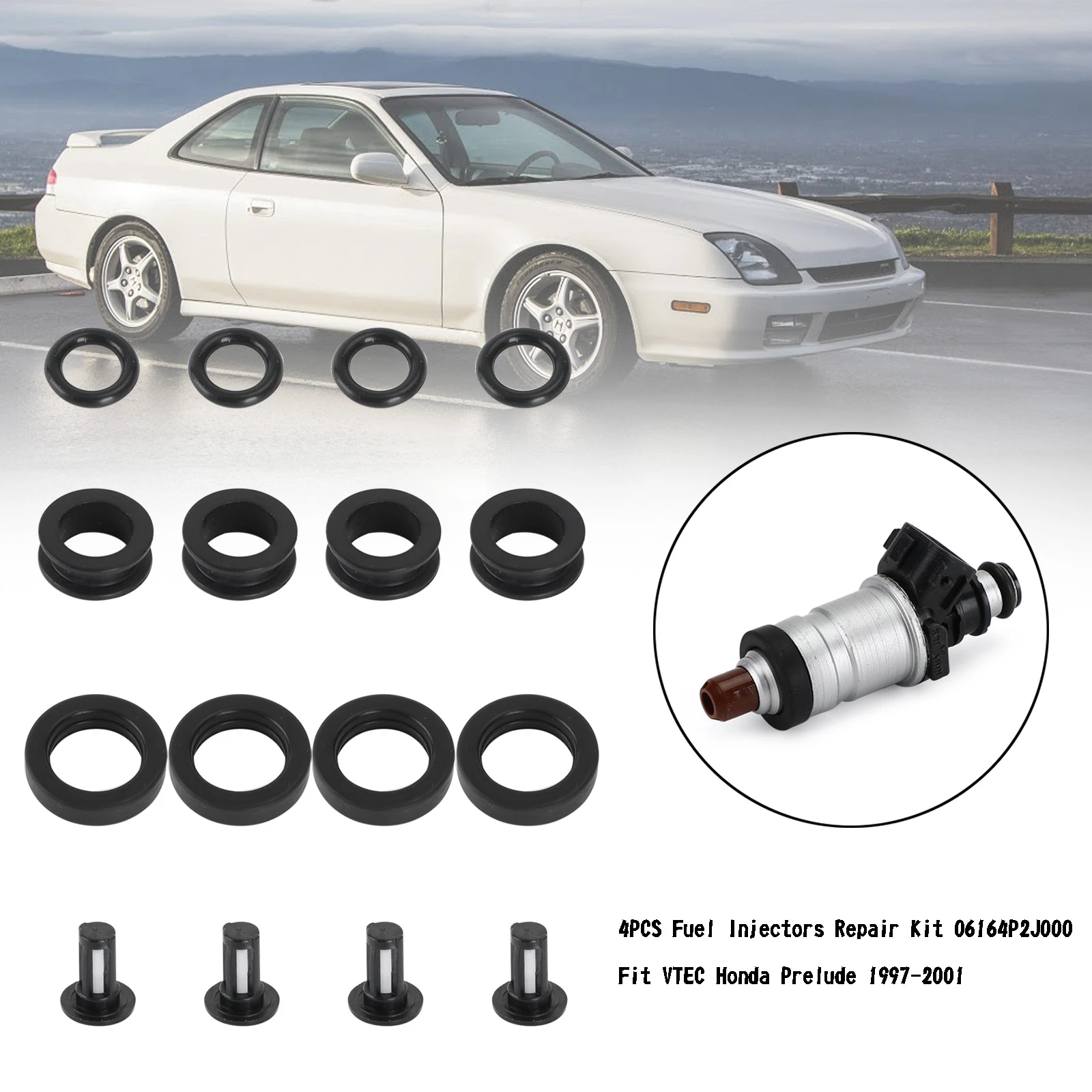 Areyourshop 4PCS Fuel Injectors Repair Kit 06164P2J000 Fit For VTEC Honda Prelude 1997-2001