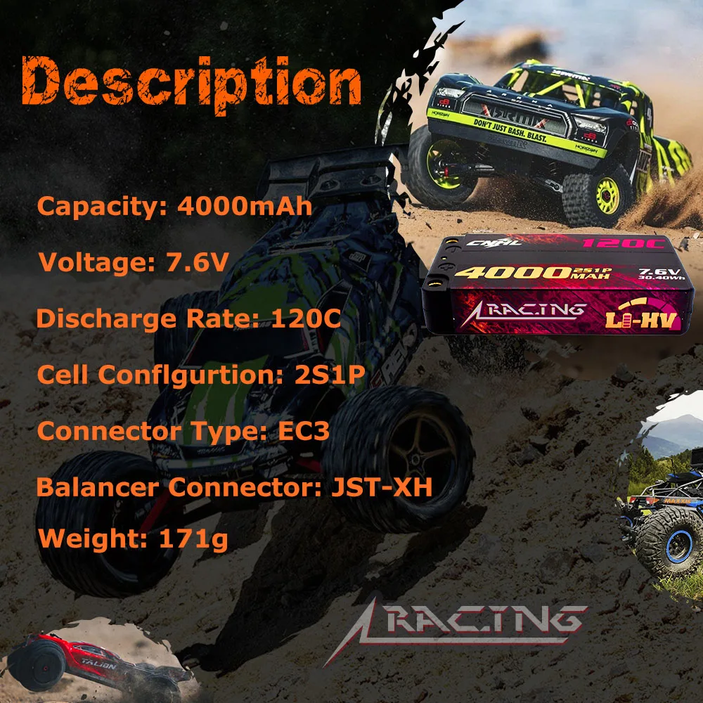 2pcs CNHL Lipo Battery 2S 7.6V 4000mAh 4900mAh 5200mAh 120C HV Shorty Hard Case With EC3 Plug For RC Car Airplane Truck Boat