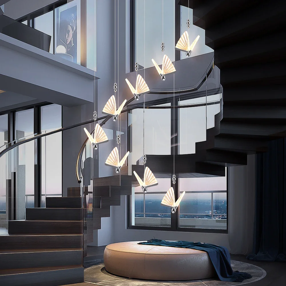 Modern Pendant Lights Butterfly Led Chandelier Ceiling Lamp Bedside Living Dining Room Kitchen Island Decor Hanging Fixture