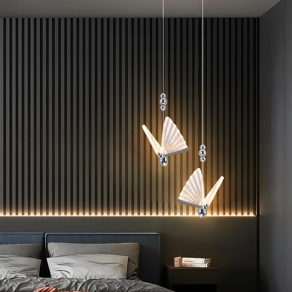 Modern Pendant Lights Butterfly Led Chandelier Ceiling Lamp Bedside Living Dining Room Kitchen Island Decor Hanging Fixture