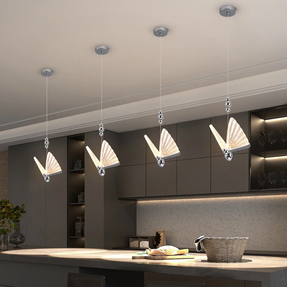 Modern Pendant Lights Butterfly Led Chandelier Ceiling Lamp Bedside Living Dining Room Kitchen Island Decor Hanging Fixture