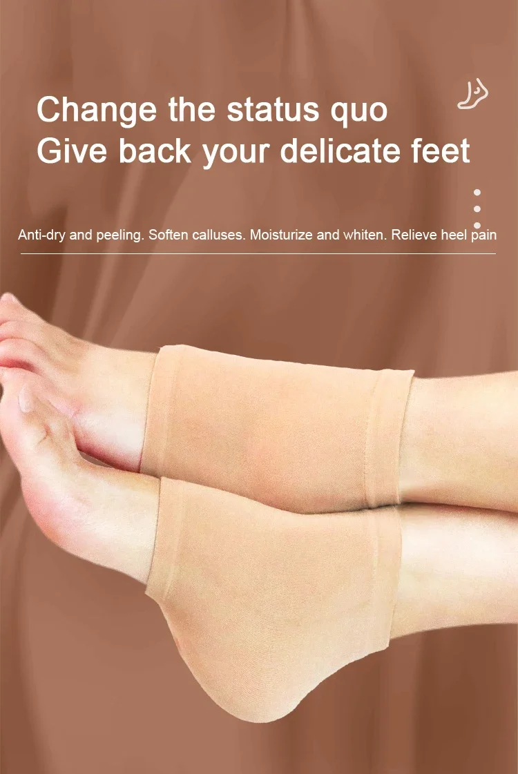 Silicone Heel Protector Feet Skin Care Socks Sleeve Feet Pads for Heel Relief Plantar Fasciitis Heel Pain Reduce Pressure