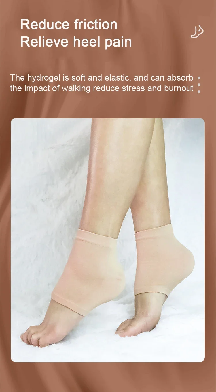 Silicone Heel Protector Feet Skin Care Socks Sleeve Feet Pads for Heel Relief Plantar Fasciitis Heel Pain Reduce Pressure