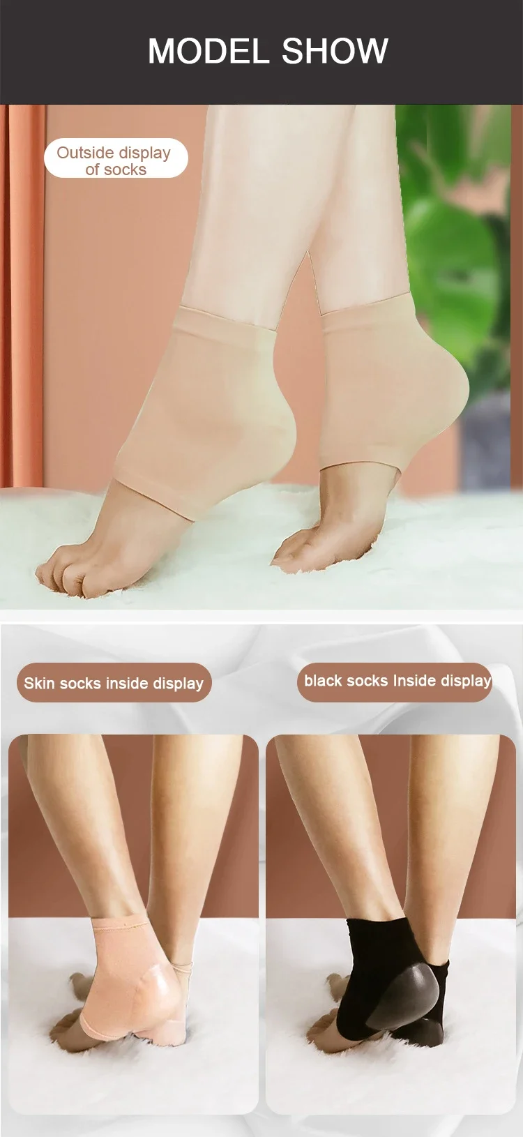 Silicone Heel Protector Feet Skin Care Socks Sleeve Feet Pads for Heel Relief Plantar Fasciitis Heel Pain Reduce Pressure