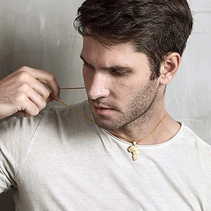 Punk Africa Map Pendant Necklace for Men Women Stainless Steel Gold Color African Map Fashion Jewelry Hip Hop Dropshipping GP56