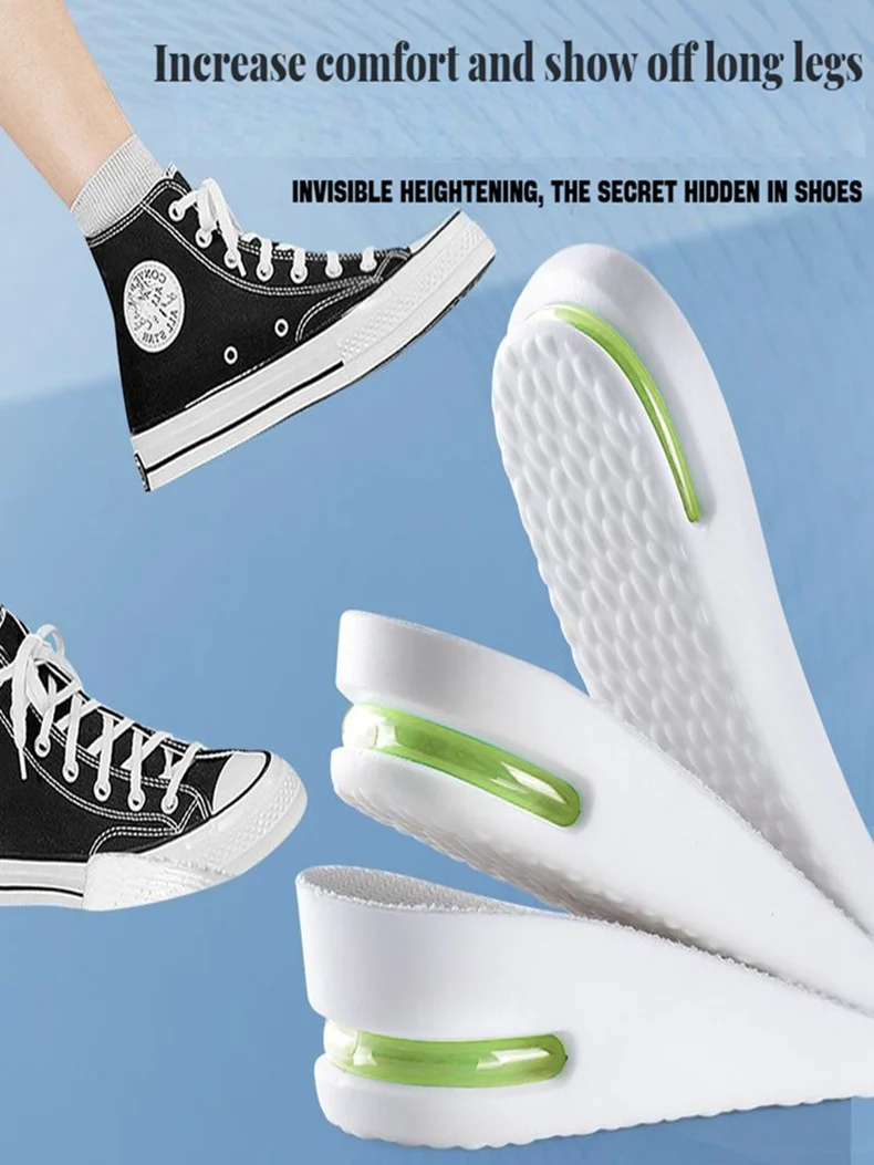 1Pair Height Increase Insole for Feet Comfort Plantar Fasciitis Shoes Insoles Men Women Sports Air Shock Absorbing Shoe Pads