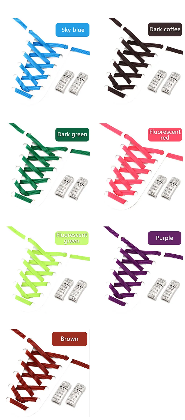 Elastic Laces Sneakers Luxury Diamond Magnetic Lock Shoelaces Without ties Kids Adult No Tie Shoe laces 8MM Width Flats Shoelace