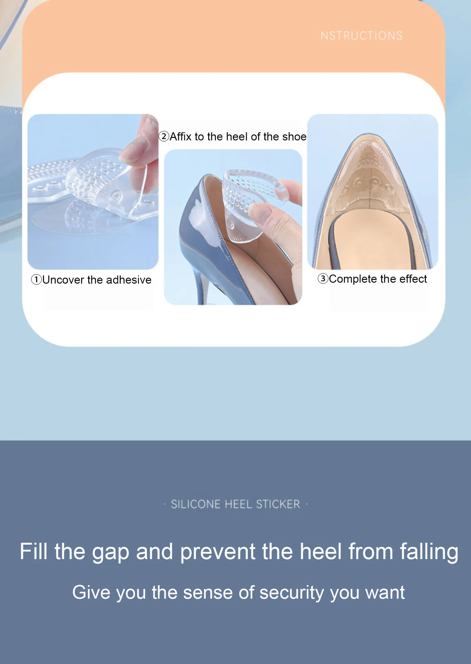 Silicone Heel Protectors Quality Womens Shoes Heel Cushion Foot Care Products Non Slip Shoe Pads for High Heels Shoe Insert