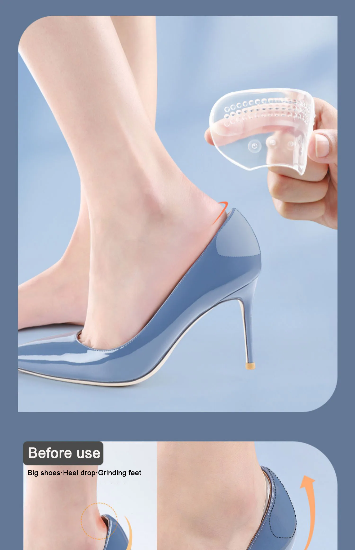 Silicone Heel Protectors Quality Womens Shoes Heel Cushion Foot Care Products Non Slip Shoe Pads for High Heels Shoe Insert