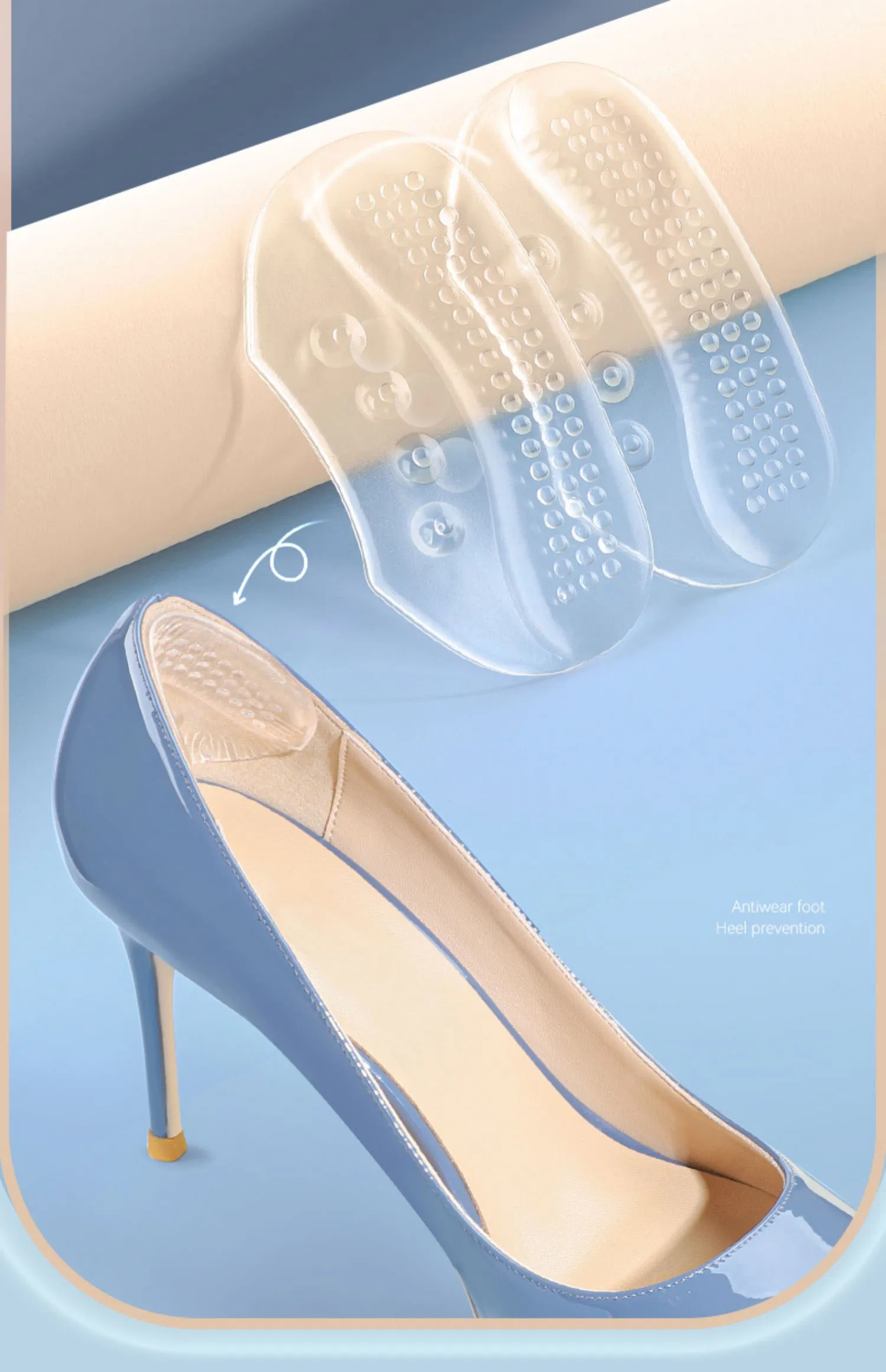 Silicone Heel Protectors Quality Womens Shoes Heel Cushion Foot Care Products Non Slip Shoe Pads for High Heels Shoe Insert