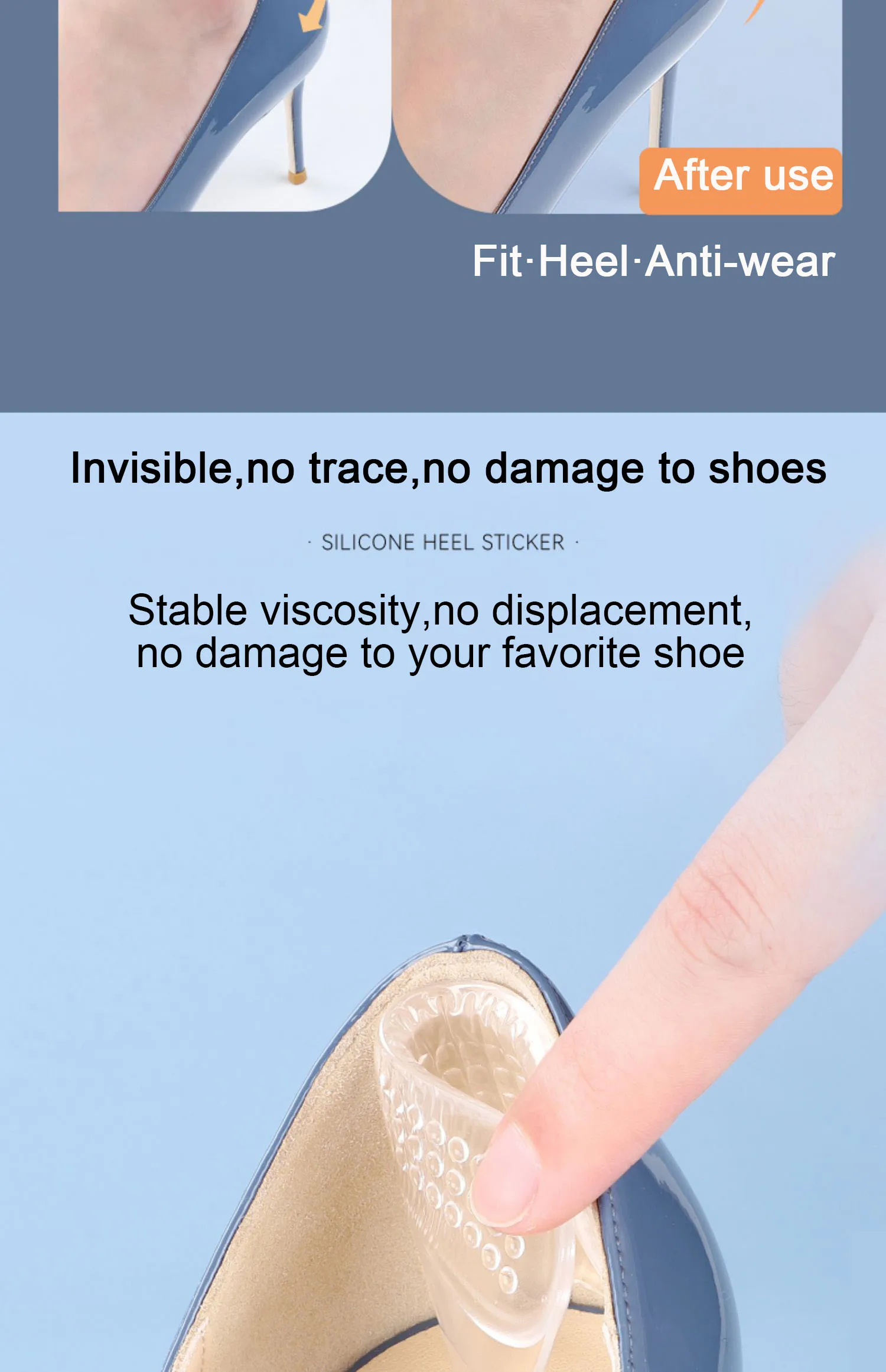 Silicone Heel Protectors Quality Womens Shoes Heel Cushion Foot Care Products Non Slip Shoe Pads for High Heels Shoe Insert