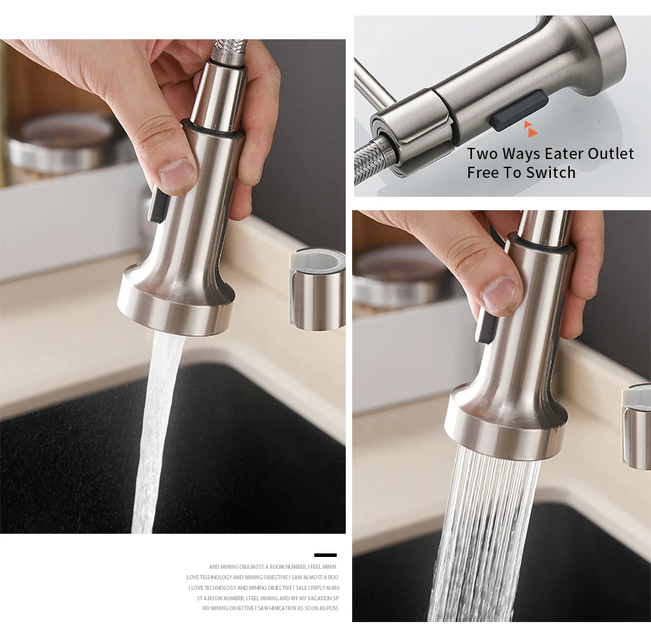Fashion Kitchen Faucets Stainless Steel Faucets for Kitchen Sink Pull Down Spring Spout Mixers Tap Hot Cold Water Crane 9009