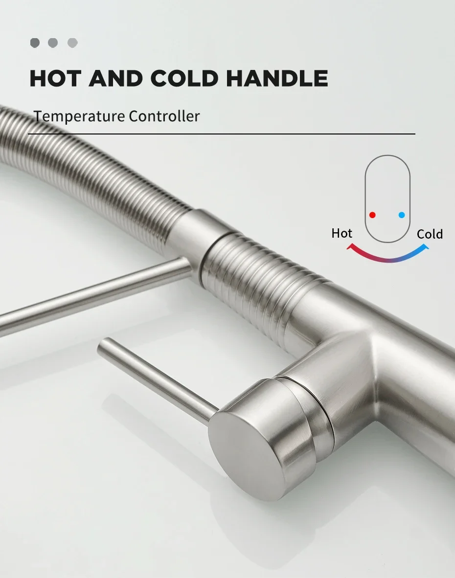 Fashion Kitchen Faucets Stainless Steel Faucets for Kitchen Sink Pull Down Spring Spout Mixers Tap Hot Cold Water Crane 9009