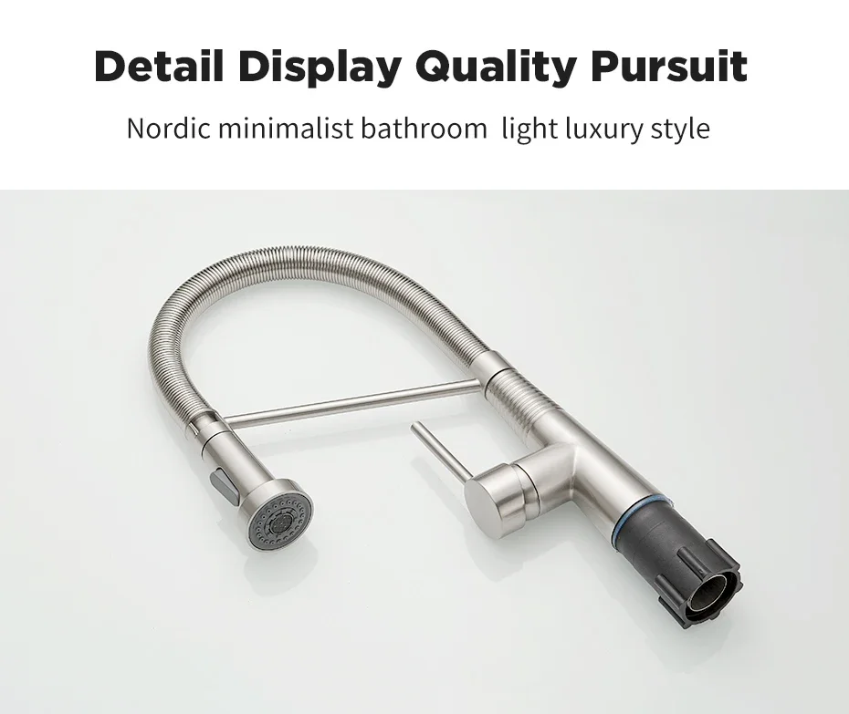 Fashion Kitchen Faucets Stainless Steel Faucets for Kitchen Sink Pull Down Spring Spout Mixers Tap Hot Cold Water Crane 9009