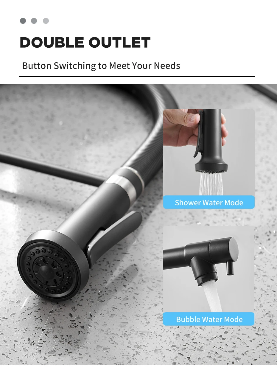 Fashion Kitchen Faucets Stainless Steel Faucets for Kitchen Sink Pull Down Spring Spout Mixers Tap Hot Cold Water Crane 9009