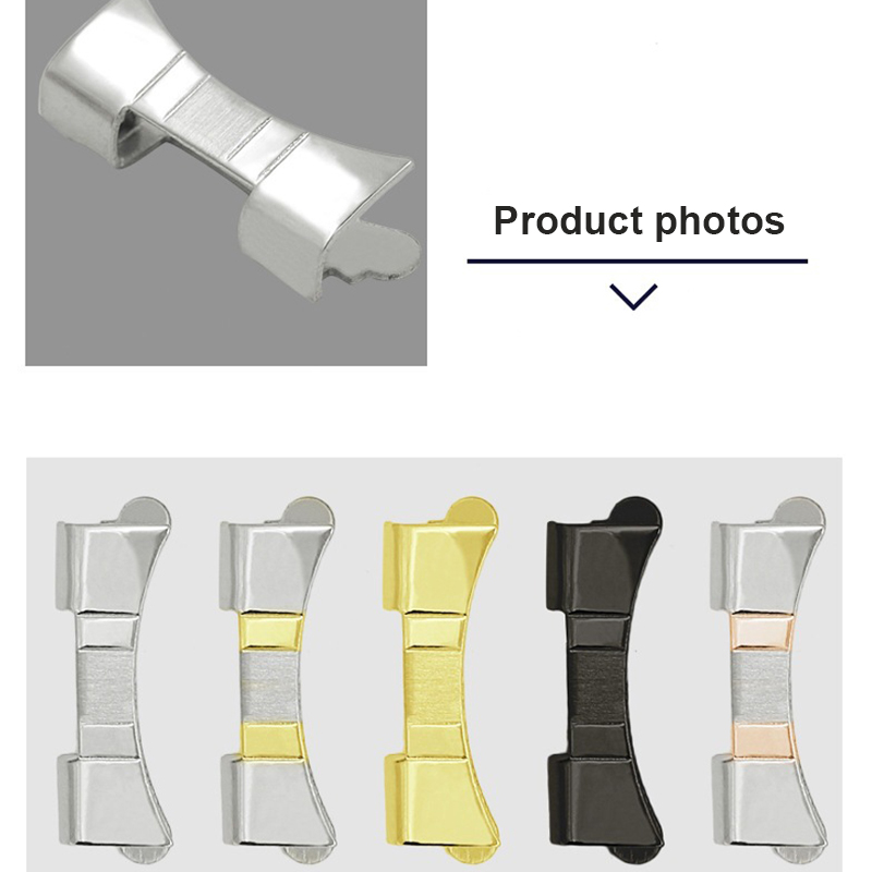 Curved end adaptor Metal Watch accessories 14mm 15 16 17 18 19 20 21 22 23 mm 24mm Stainless Steel Strap Replacement connector
