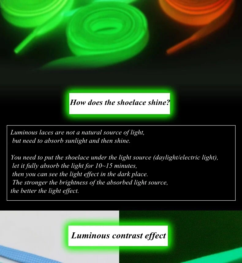 Luminous Shoelaces Flat Laces Sneakers Shoe laces Glow In The Dark Night Color Fluorescent Shoelace 80/100/120/140cm Shoestrings