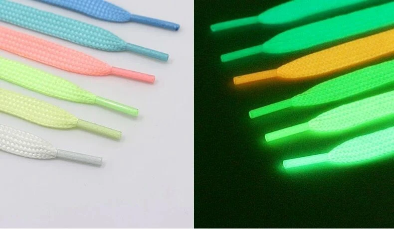 Luminous Shoelaces Flat Laces Sneakers Shoe laces Glow In The Dark Night Color Fluorescent Shoelace 80/100/120/140cm Shoestrings