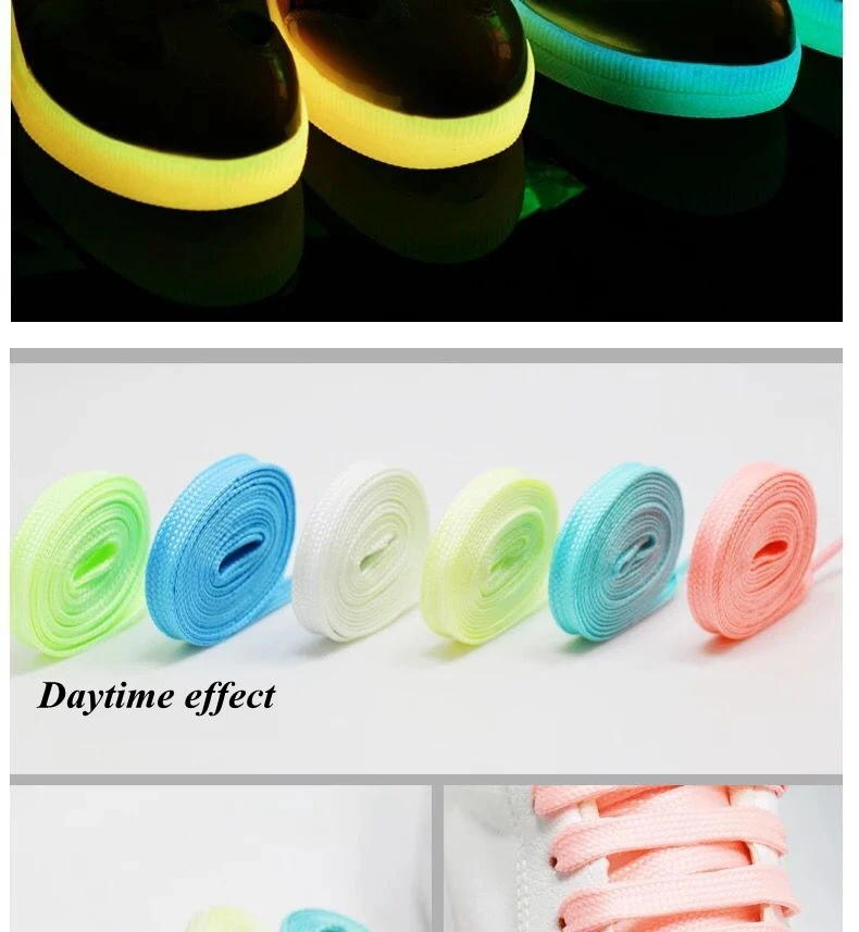 Luminous Shoelaces Flat Laces Sneakers Shoe laces Glow In The Dark Night Color Fluorescent Shoelace 80/100/120/140cm Shoestrings