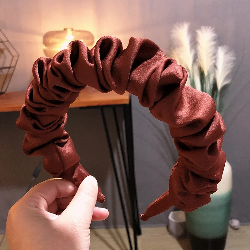 New Fashion Spring Hairband Women Individuality Pleated Headband Fresh Solid Hair Band Adult Hundred Matching Hair Accessories