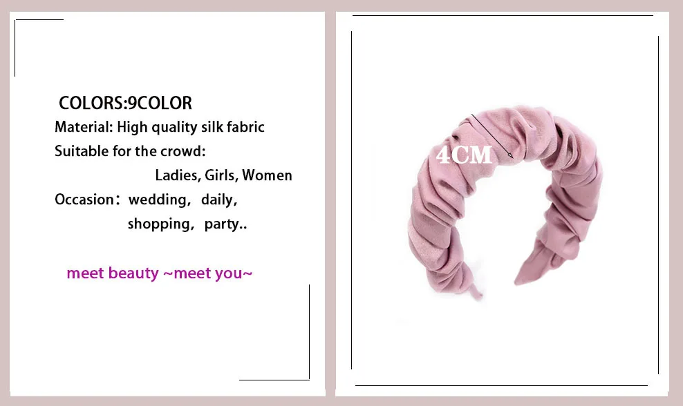 New Fashion Spring Hairband Women Individuality Pleated Headband Fresh Solid Hair Band Adult Hundred Matching Hair Accessories
