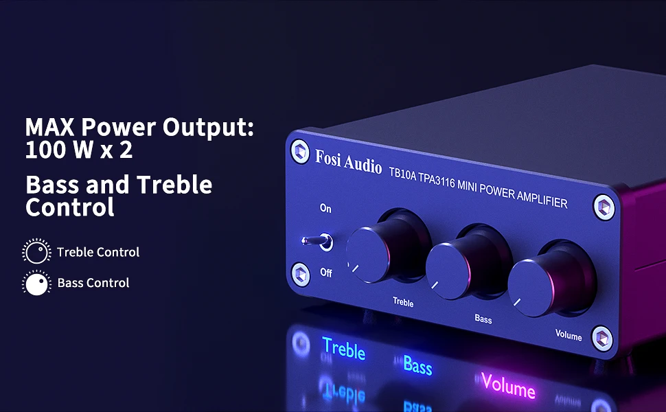 Fosi Audio TPA3116D2 Stereo Amplifier Receiver 2 Channel Mini HiFi Power Amplifier Audio For Home Speakers Bass Treble