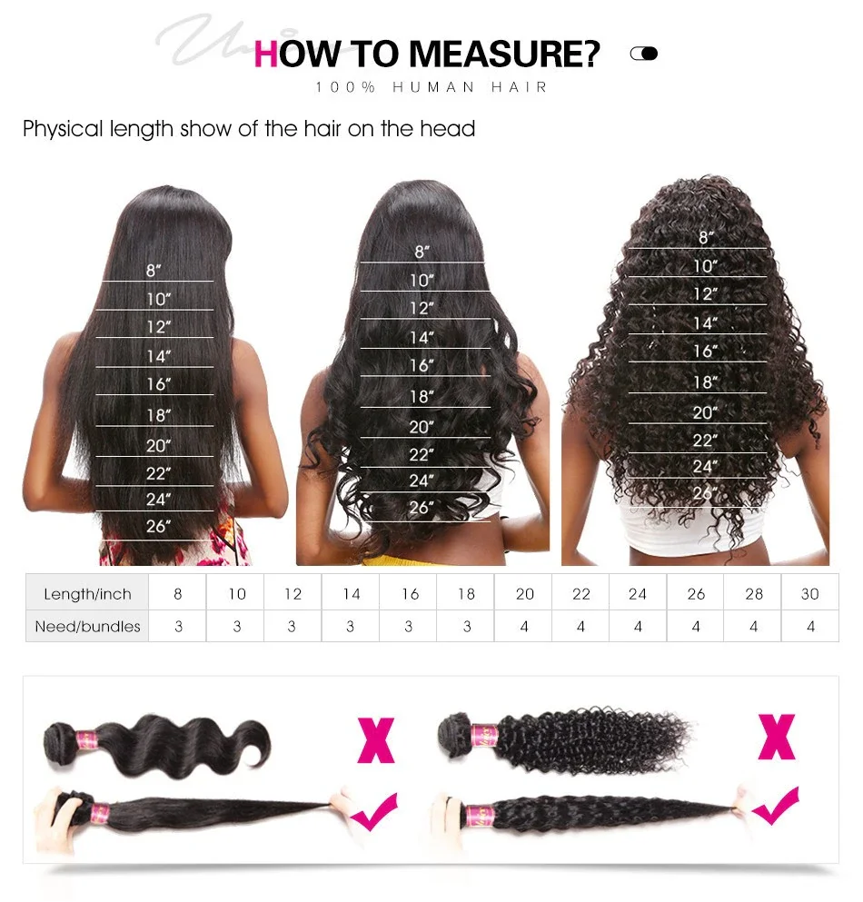 UNice Natural Wave Human Hair Bundles Natural Black 100% Human Hair Bundles 100Grams Bundle Virgin Hair Extension 1/3 Pcs