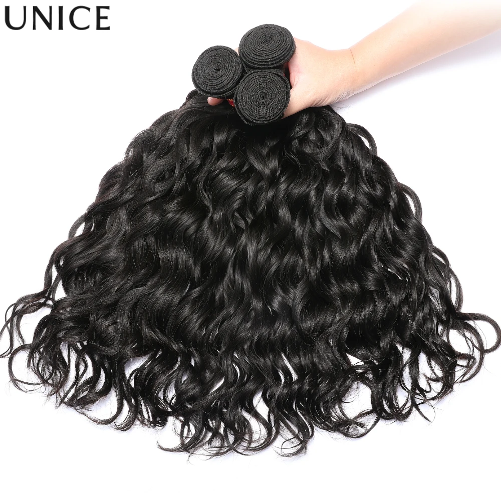 UNice Natural Wave Human Hair Bundles Natural Black 100% Human Hair Bundles 100Grams Bundle Virgin Hair Extension 1/3 Pcs