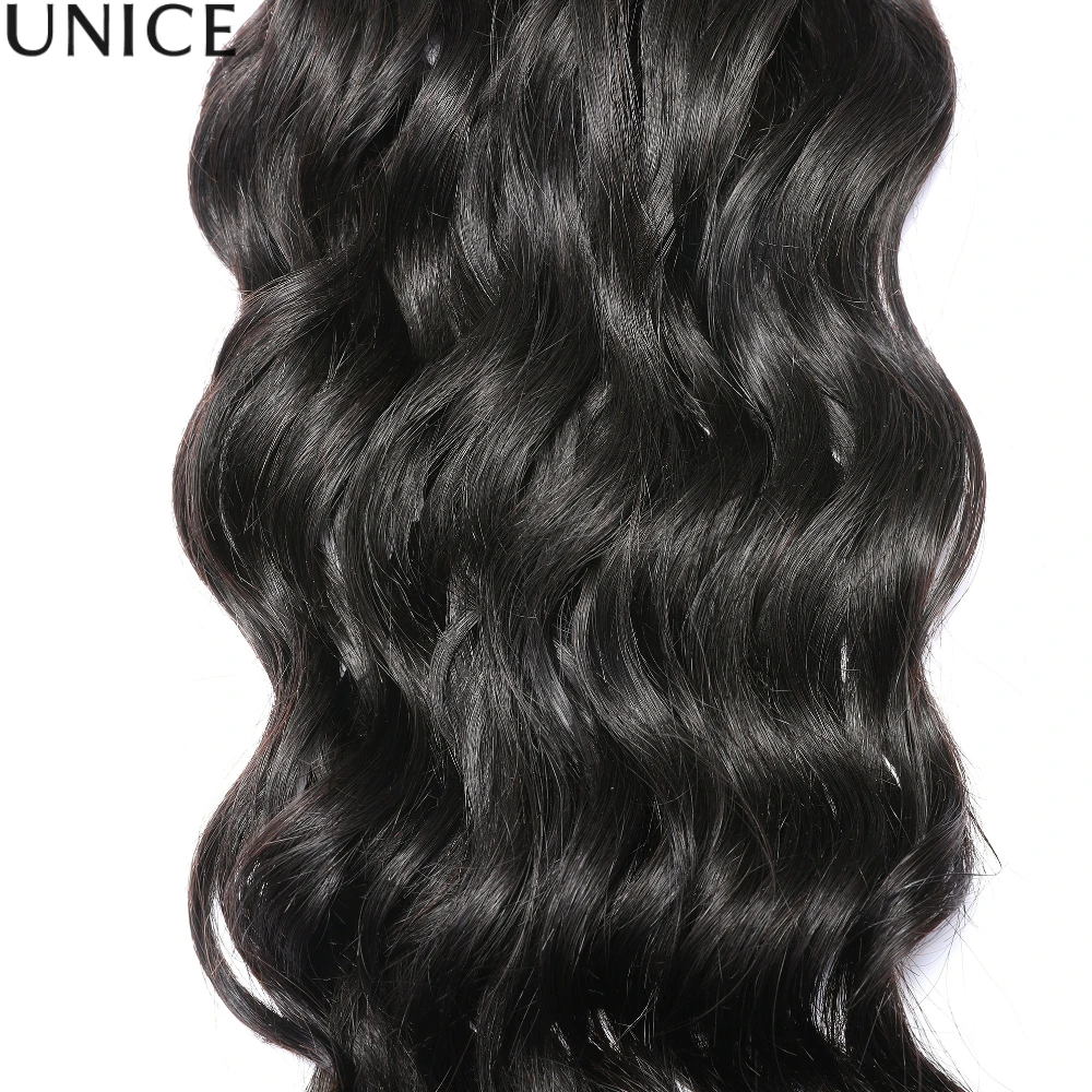 UNice Natural Wave Human Hair Bundles Natural Black 100% Human Hair Bundles 100Grams Bundle Virgin Hair Extension 1/3 Pcs