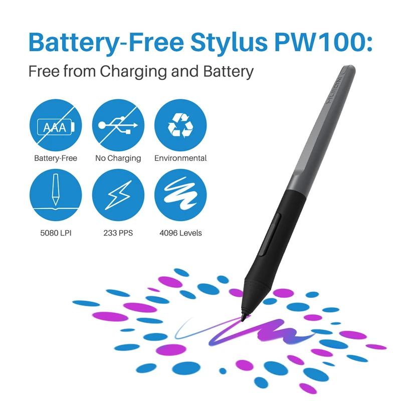 HUION Ultralight Graphic Tablets H640P H950P Digital Tablet Drawing Pen Tablet With Battery-Free Stylus for PC Android Phone