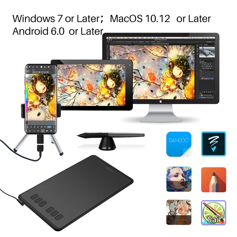 HUION Ultralight Graphic Tablets H640P H950P Digital Tablet Drawing Pen Tablet With Battery-Free Stylus for PC Android Phone