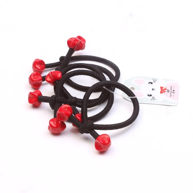 5Pcs/Set Elastic Hair Bands Hair Ties Red beads For Girls kids Ponytail Holder Lovely heart Mickey Hair Rope Hair Accessories