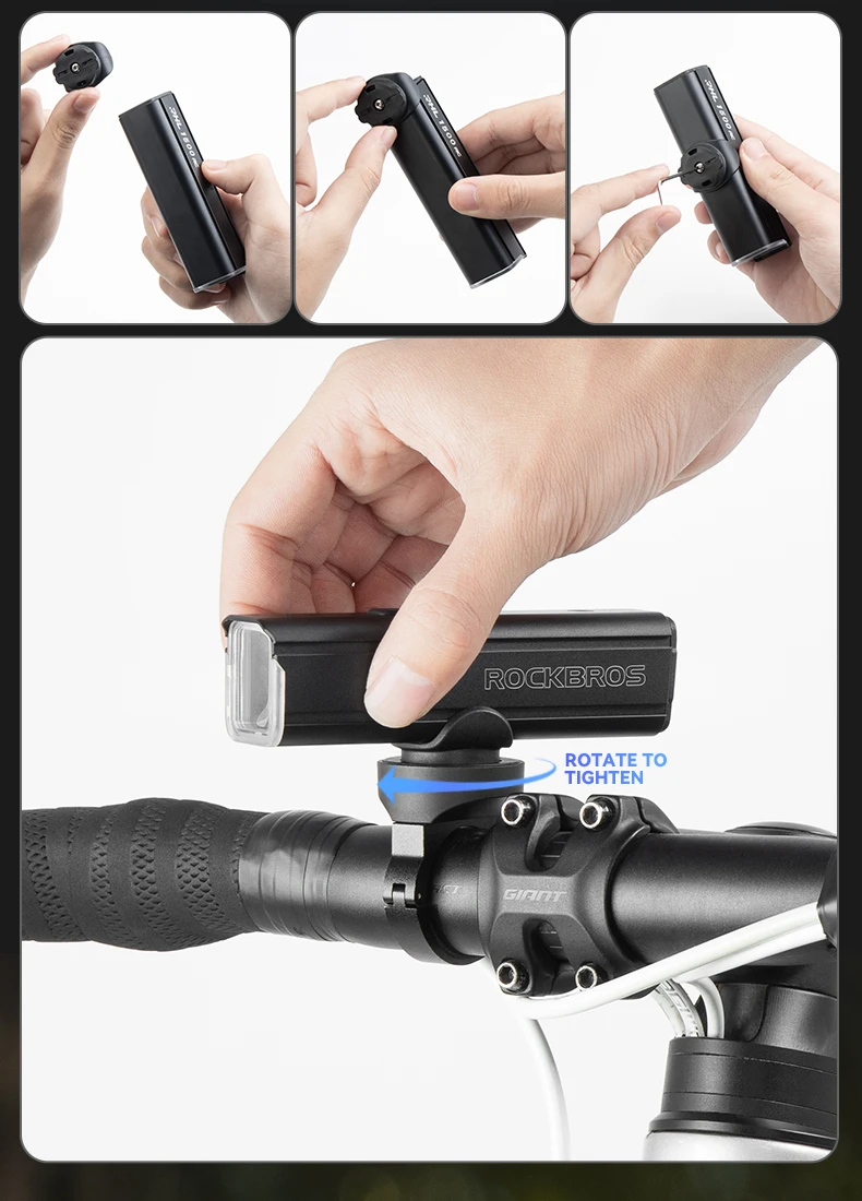 ROCKBROS Bike Light 1500LM5000mAh Type-C Bicycle Light Temperature Control IPX6 Aluminum LED Light Front Lamp Cycling Headlight