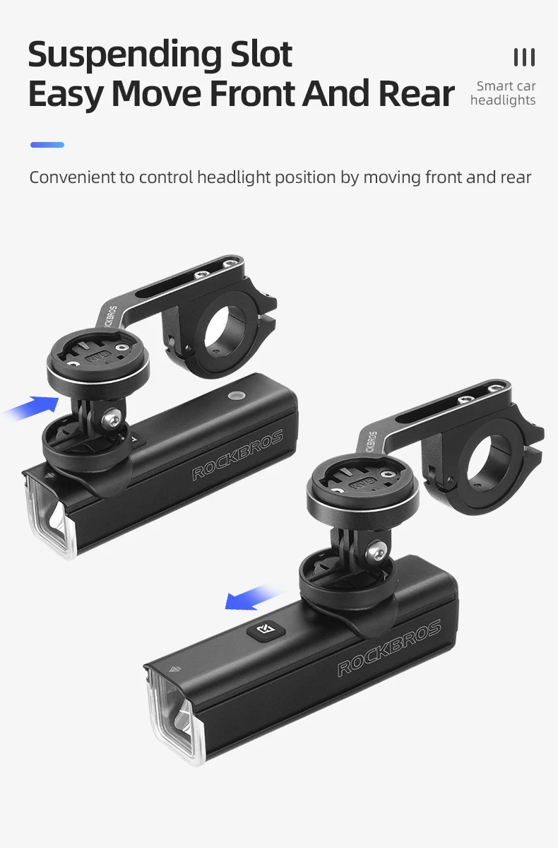 ROCKBROS Bike Light 1500LM5000mAh Type-C Bicycle Light Temperature Control IPX6 Aluminum LED Light Front Lamp Cycling Headlight